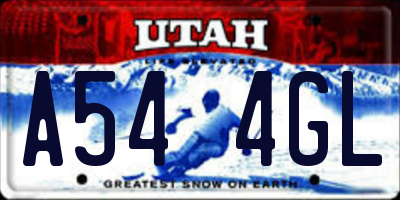 UT license plate A544GL