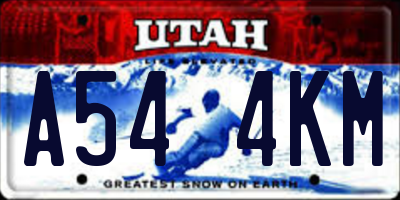 UT license plate A544KM