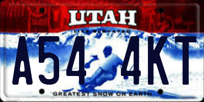 UT license plate A544KT