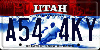 UT license plate A544KY