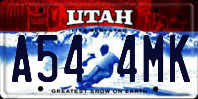 UT license plate A544MK