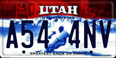 UT license plate A544NV