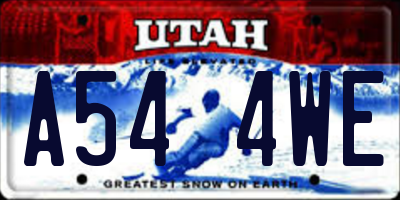 UT license plate A544WE