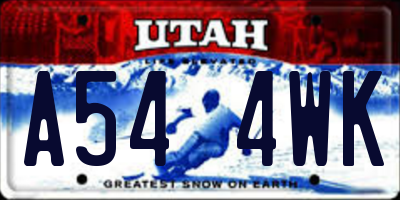 UT license plate A544WK