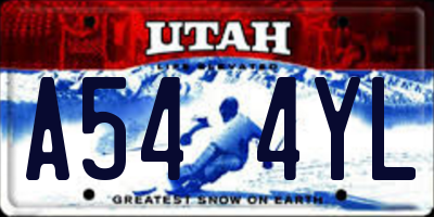 UT license plate A544YL