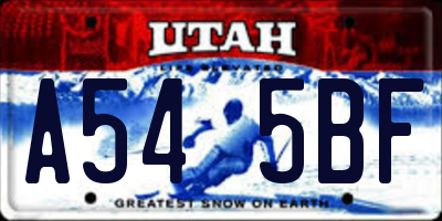 UT license plate A545BF