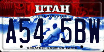 UT license plate A545BW