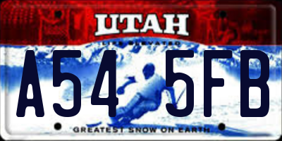 UT license plate A545FB