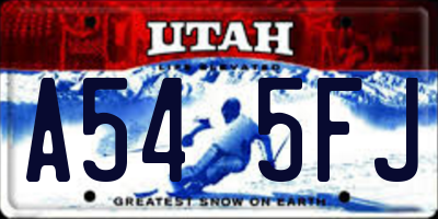 UT license plate A545FJ