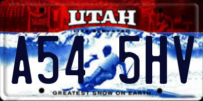 UT license plate A545HV