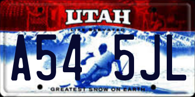 UT license plate A545JL