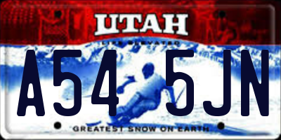 UT license plate A545JN