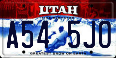 UT license plate A545JO
