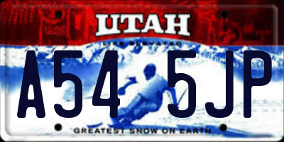 UT license plate A545JP