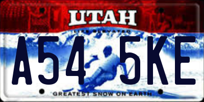 UT license plate A545KE
