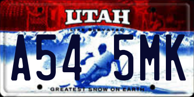UT license plate A545MK