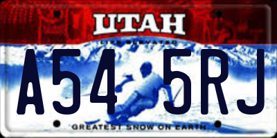 UT license plate A545RJ