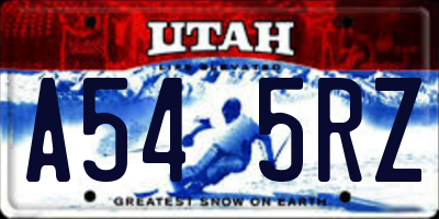 UT license plate A545RZ