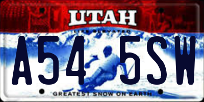 UT license plate A545SW