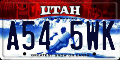 UT license plate A545WK