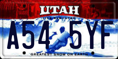 UT license plate A545YF