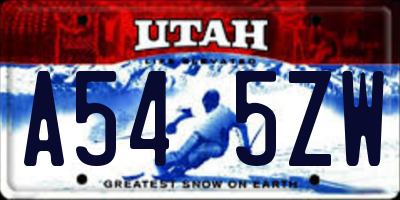 UT license plate A545ZW