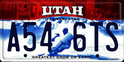 UT license plate A546TS