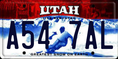 UT license plate A547AL