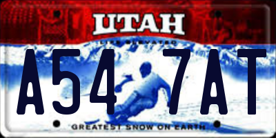 UT license plate A547AT