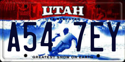 UT license plate A547EY