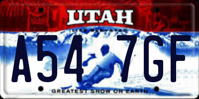 UT license plate A547GF