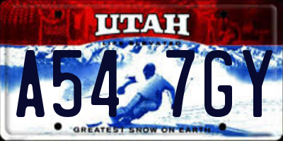 UT license plate A547GY