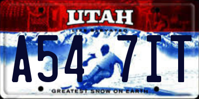 UT license plate A547IT