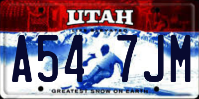 UT license plate A547JM