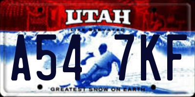 UT license plate A547KF