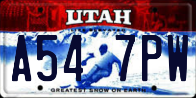 UT license plate A547PW