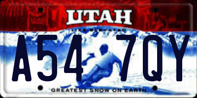 UT license plate A547QY