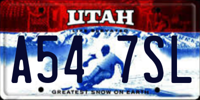 UT license plate A547SL