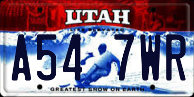 UT license plate A547WR