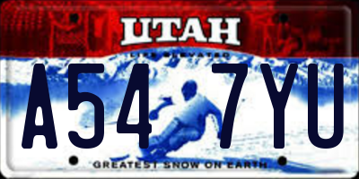 UT license plate A547YU