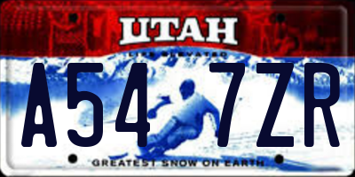 UT license plate A547ZR