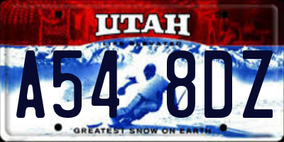UT license plate A548DZ