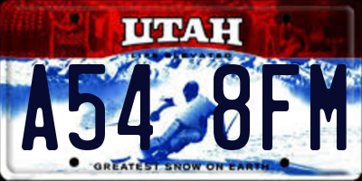 UT license plate A548FM