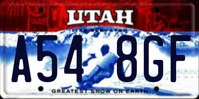 UT license plate A548GF