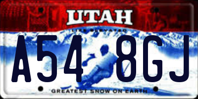 UT license plate A548GJ
