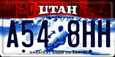 UT license plate A548HH
