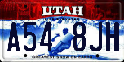 UT license plate A548JH
