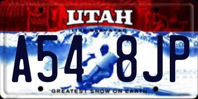 UT license plate A548JP