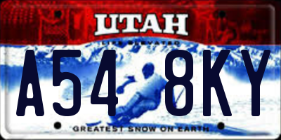 UT license plate A548KY