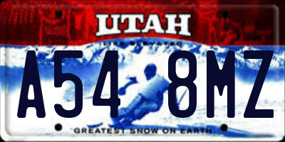 UT license plate A548MZ